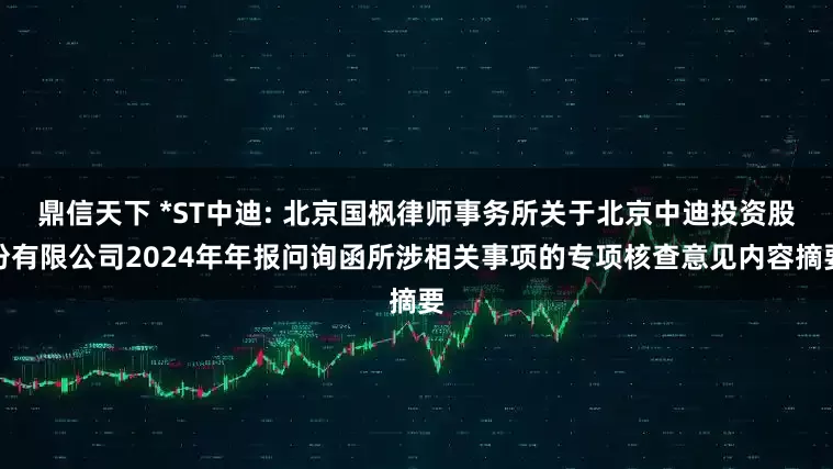 鼎信天下 *ST中迪: 北京国枫律师事务所关于北京中迪投资股份有限公司2024年年报问询函所涉相关事项的专项核查意见内容摘要